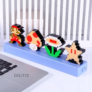 วิดีโอเกม Super Mario Brothers โคมไฟสไตล์พิกเซล Mario สั่งงานด้วยเสียง USB ไฟกลางคืน จังหวะดนตรี โคมไฟตั้งโต๊ะเปลี่ยนสีได้ โคมไฟจังหวะ Super Mario