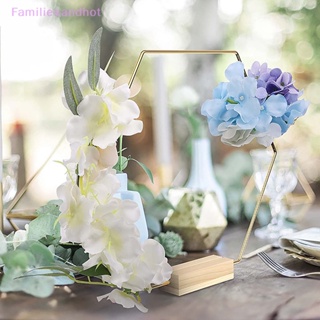 Familiesandhot&gt; ห่วงโลหะ ลายดอกไม้ พร้อมฐาน สําหรับงานแต่งงาน ปาร์ตี้ โต๊ะกลาง ตกแต่ง DIY ดอกไม้ พวงมาลัย บ้าน เครื่องประดับอย่างดี