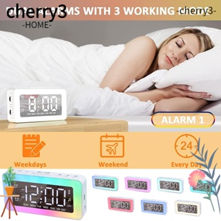 CHERRY3 นาฬิกาปลุกดิจิทัล USB หรี่แสงได้ 8 เสียง หน้าจอ LED สําหรับวัยรุ่น ผู้ใหญ่