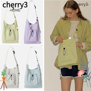 Cherry3 กระเป๋าสะพายไหล่ ผ้าไนล่อน ทรงบักเก็ต น้ําหนักเบา สีพื้น แฟชั่นฤดูร้อน สําหรับสตรี