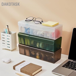  DAKOTASK กล่องเก็บสายเคเบิลข้อมูลหลายช่องเดสก์ท็อปเคสสายชาร์จพร้อมฝาปิดสำหรับเครื่องประดับหูฟังนาฬิกา