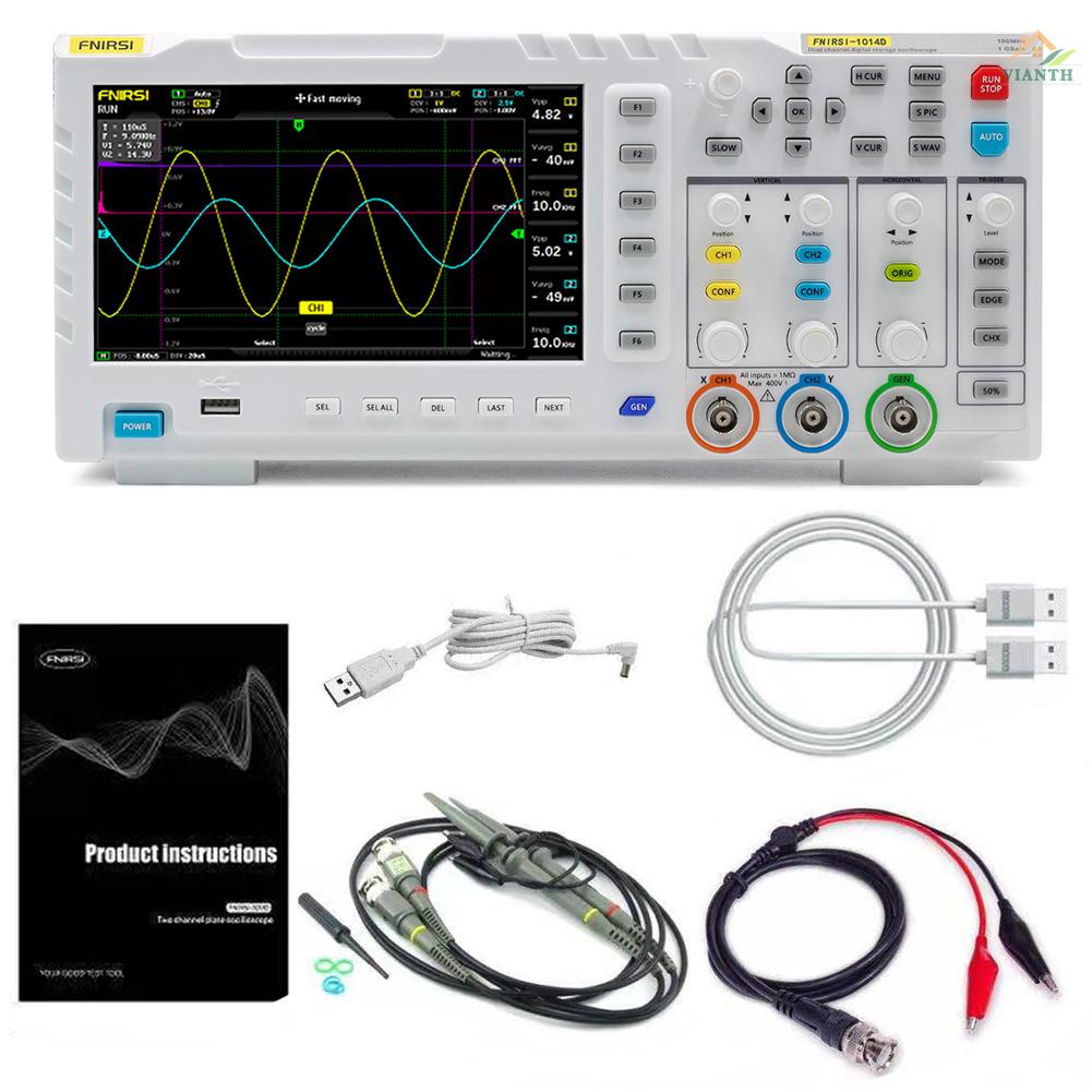 Fnirsi-1014d เครื่องกําเนิดสัญญาณอินพุต ออสซิลโลสโคป หน้าจอ TFT LCD 7 ...
