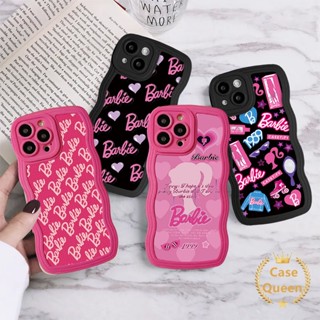 เคสโทรศัพท์มือถือ ขอบหยัก ลายหัวใจ บาร์บี้ ตัวอักษรสีแดง สําหรับ Oppo A77 A77s A35 A96 A7 A17K A74 A17 A36 A32 A5s A53 A11K A57 A95 A12 A16 A3s A5 A15s A11 A33 A15 A54 A76 A9 A16K A16s