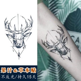 【 2 deer Gods 】สติกเกอร์รอยสักสมุนไพร กันน้ํา ทนทาน สําหรับผู้ชาย