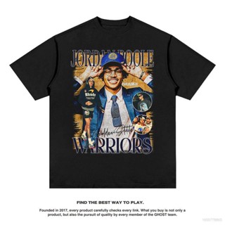 เสื้อยืดคอกลม แขนสั้น พิมพ์ลาย Jason NBA Warriors สไตล์วินเทจ พลัสไซซ์