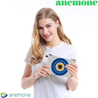 Anemone กระเป๋าเครื่องสําอาง กระเป๋าคลัทช์ มีซิป พิมพ์ลายดวงตาปีศาจ สีพื้น เหมาะกับการเดินทาง สําหรับผู้หญิง