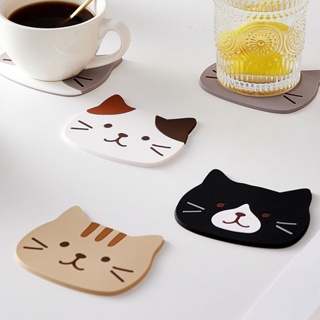  ห้องครัวการ์ตูนแมวเครื่องดื่มกาแฟถ้วยแก้ว Placemat Holder Pad Coaster