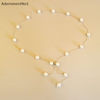 Adornmentno1 เข็มขัดโซ่ ประดับไข่มุก แบบบาง สไตล์บูติก สําหรับผู้หญิง