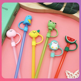 Creative Cartoon Straw Caps Silicone Pvc Creative Straw Cap Cute Dinosaur Animal Dustproof Straw Plug Children Home Tableware Accessories [COD]