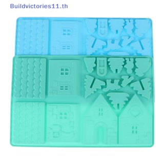 Buildvictories11 แม่พิมพ์ซิลิโคน รูปบ้านคริสต์มาส สําหรับทําช็อคโกแลต คุกกี้ ขนมปังขิง ตกแต่งเค้ก
