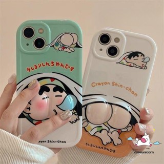 เคสโทรศัพท์มือถือ แบบนิ่ม ลายการ์ตูนชินจังน่ารัก 3D มันวาว สําหรับ iPhone 11 14 12 13 Pro MAX 6 6s 7 8 Plus XR X XS MAX SE