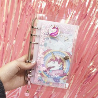 Spot seconds to send# ins girl heart hand account pink unicorn loose-leaf hand account diary square travel notes notebook 8cc