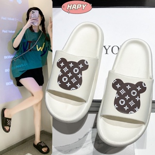 HAPY ฤดูร้อนใหม่รองเท้าแตะผู้หญิงนอกเน็ตสีแดงหมีน้อยการ์ตูนคู่รองเท้าแตะเกาหลีรุ่นหน้าแรกรองเท้าแตะ