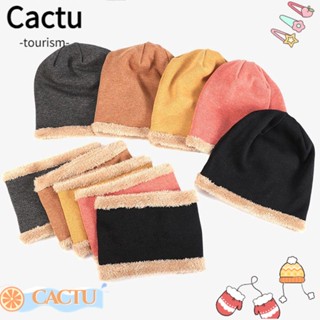 Cactu หมวกถัก ผ้าวูล แบบหนา ป้องกันหู ให้ความอบอุ่น แฟชั่นฤดูหนาว สําหรับผู้หญิง และผู้ชาย