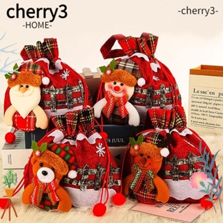 Cherry3 ถุงขนมคริสต์มาส ผ้าไม่ทอ ลายการ์ตูนสโนว์แมนน่ารัก ซักได้ ใช้ซ้ําได้ สําหรับเด็ก