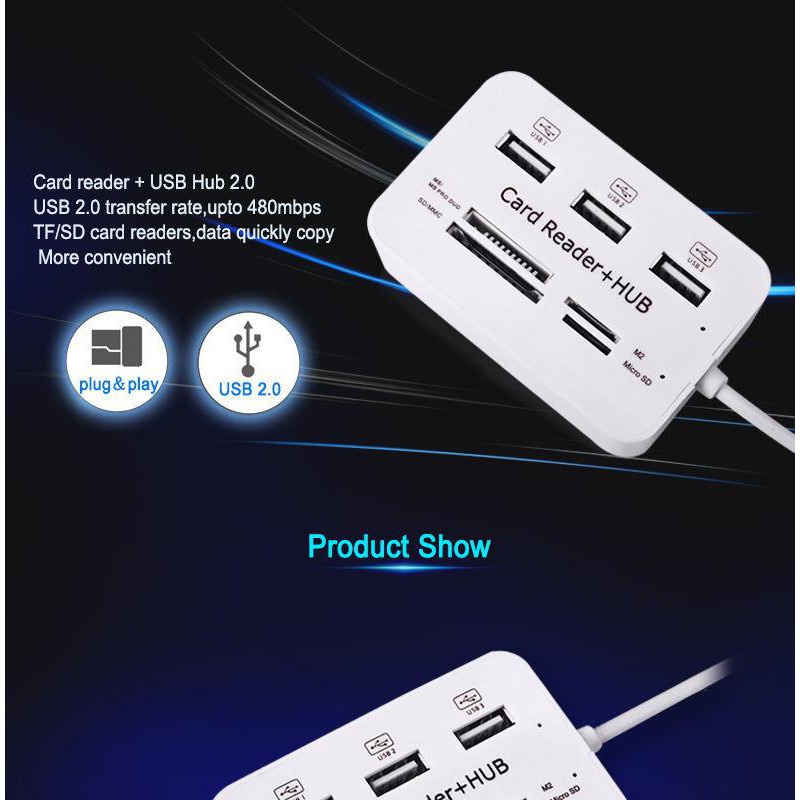 อุปกรณ์เสริม Micro USB Hub Combo 2.0 3 Ports Card Reader High Speed ...