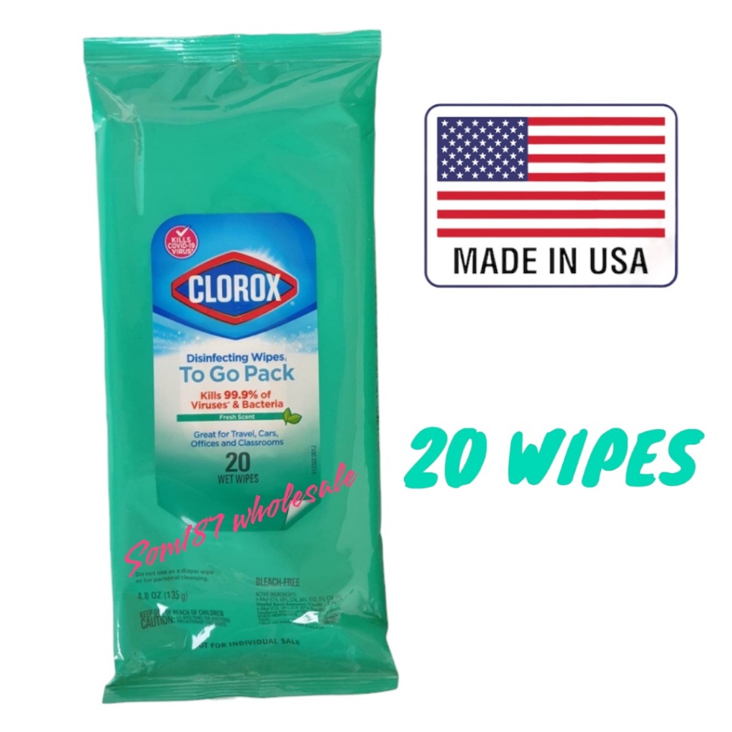 clorox-disinfecting-wipes-to-go-pack-กระดาษเปียกฆ่าเชื้อโรค-ทิชชู่เปียก-fresh-20-count