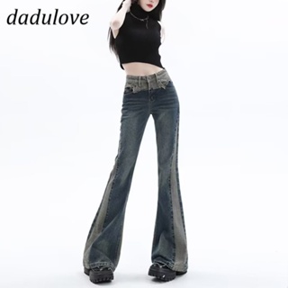 DaDulove💕 New American Style Street Raw Edge Jeans Niche Splicing High Waist Flared Pants Large Size Trousers
