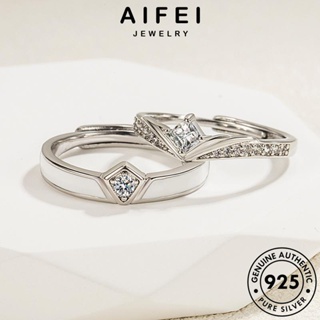 AIFEI JEWELRY แท้ เครื่องประดับ แฟชั่น แหวน มอยส์ซาไนท์ไดมอนด์ Silver เงิน การแต่งงานที่เรียบง่าย คู่รัก 925 เครื่องประดับ ต้นฉบับ เกาหลี R313