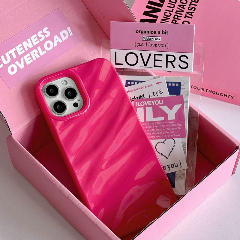 【Silk Wrinkle】เคสโทรศัพท์มือถือ ลายคลื่น ดอกกุหลาบ สีชมพู ระยิบระยับ