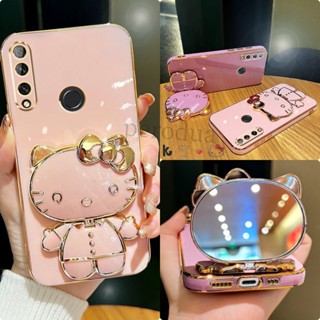 เคสโทรศัพท์ซิลิโคน TPU ชุบไฟฟ้า กันกระแทก พร้อมกระจกพับได้ หรูหรา สําหรับ Huawei Nova 10 Se Nova 9 Se Nova 7i Nova 4e Nova Y70 Plus Y9 2019 Y9 Prime 2019 Honor 70 Honor 50