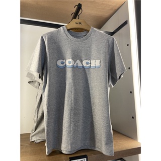 Coach เสื้อยืดแขนสั้น ผ้าฝ้าย พิมพ์ลายโลโก้ สีพื้น สไตล์คลาสสิก สําหรับผู้ชาย_02