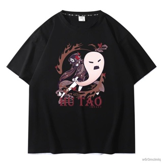 POPULAR QZGenshin Impact Hu Tao Print 3D T Shirts Men Wonme Summer Fashion Oversized Cotton shirt Children Hip_03