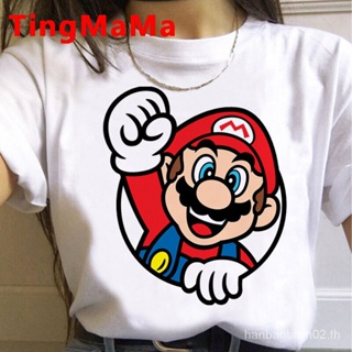 เสื้อยืด พิมพ์ลายกราฟิกการ์ตูนอนิเมะ Super Mario Kawaii Mario สไตล์ญี่ปุ่น ฮาราจูกุ เหมาะกับฤดูร้อน สําหรับผู้หญิง