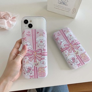 เคสโทรศัพท์มือถือแบบแข็ง กันกระแทก กันรอยกล้อง แต่งโบว์ สีชมพู พร้อมกระจกสไลด์ เรียบง่าย สําหรับ iPhone 13PROMAX 14PROMAX 11 12PROMAX 14 14PRO