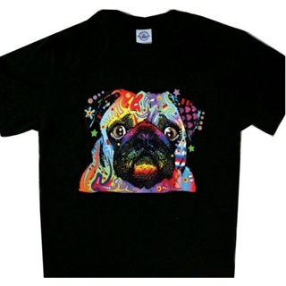 TOP CTT-shirt  เสื้อยืดแขนสั้น พิมพ์ลาย SJHJA Pug Neon หลากสี สไตล์คลาสสิก เหมาะกับของขวัญวันเกิด สําหรับผู้ชายS-5XL