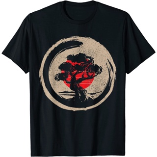 TOP CTT-shirt  เสื้อยืดแขนสั้นลําลอง พิมพ์ลายธงบอนไซ สไตล์วินเทจ แฟชั่นสําหรับผู้ชายS-5XL