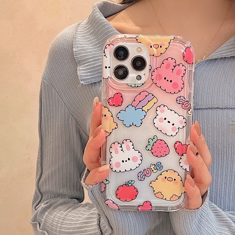 เคสโทรศัพท์มือถือแบบนิ่ม-ใส-ลายการ์ตูนกระต่าย-สตรอเบอร์รี่-สําหรับ-iphone-14-plus-14-13-12-11-pro-max-x-xr-xs-max-7-8-plus-se2020