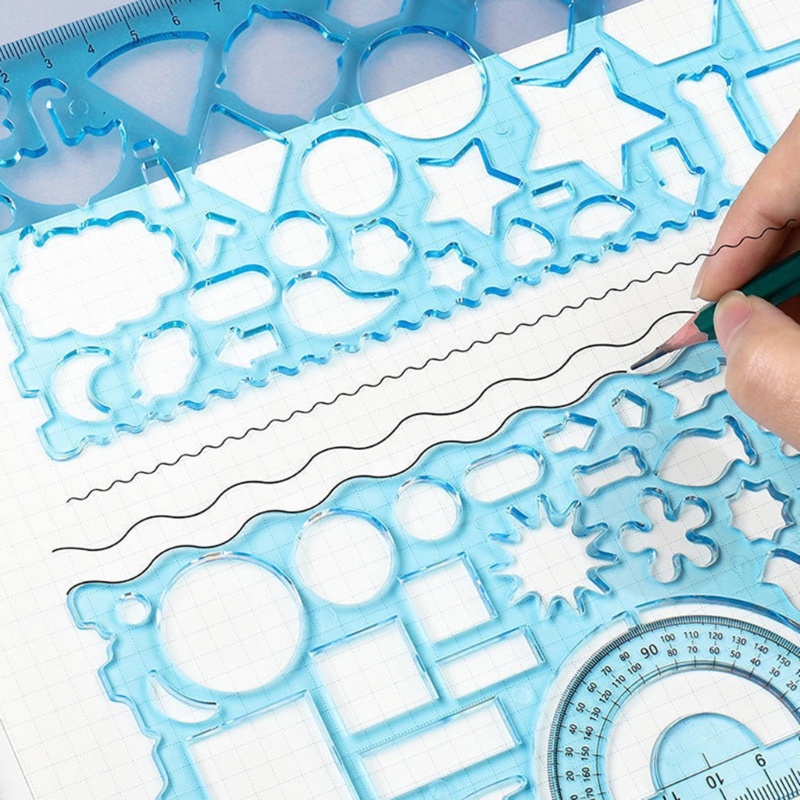 Nio Geometric Drawing Template Stencils ไม้บรรทัดวาดรูป ไม้บรรทัดวัดมัล ...