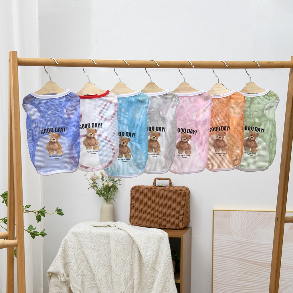เสื้อผ้าสัตว์เลี้ยง-ผ้าตาข่าย-แบบบาง-ระบายอากาศได้ดี-ขนาดใหญ่-สีสันสดใส-แฟชั่นฤดูร้อน-สําหรับสุนัข-แมว