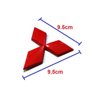 *แนะนำ* แผ่นป้ายโลโก้ mitsubishi สีแดงขนาด 9.5 cm สำหรับรถ mirage attrage lancer EX จำนวน 1 ตัว