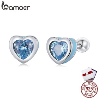 BAMOER sterling 925 silver Simple love shape earring fashion jewellery Gifts For Women SCE1352-LB