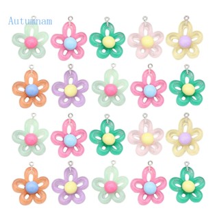 Autu จี้รูปดอกไม้ หลากสี 28x30 มม. สําหรับทําเครื่องประดับ แฮนด์เมด Diy 20 ชิ้น