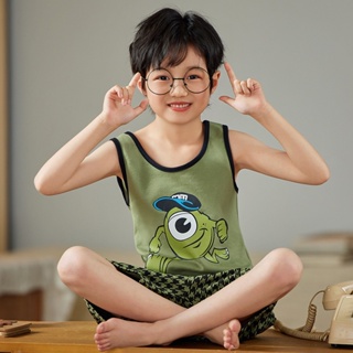 Summer new short-sleeved pure cotton childrens pajamas Childrens Cute Cyclops Cartoon Home Clothes