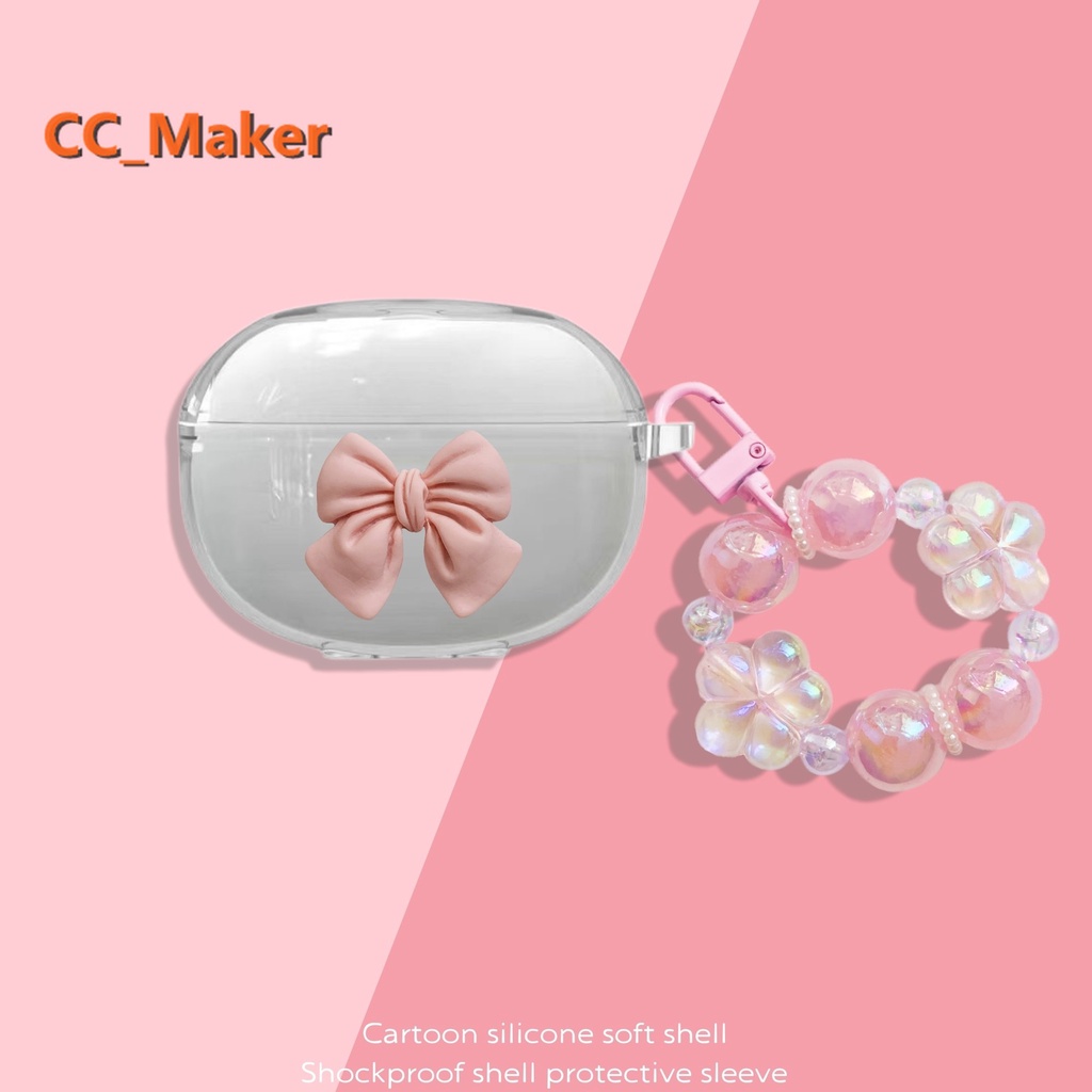realme-buds-t100-protective-case-creative-butterfly-pearl-bracelet-realme-buds-t100-clear-soft-case-shockproof-case-protective-case-cute-bracelet-cute-angel-pendant-realme-buds-air3-cover-soft-case
