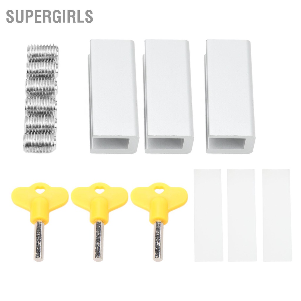 supergirls-อุปกรณ์ล็อคประตู-หน้าต่างบานเลื่อน-ป้องกันขโมย-พร้อมกุญแจ-สําหรับเด็ก-3-ชิ้น