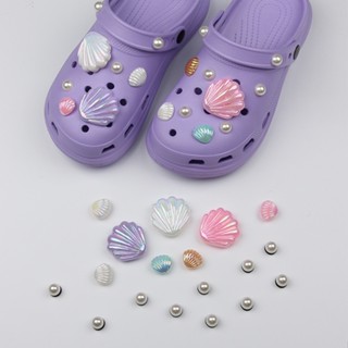 CROCS  เครื่องประดับ จี้รูปเปลือกหอย ปลาดาว ประดับไข่มุก แฟชั่นสําหรับผู้หญิง