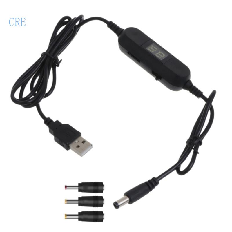 cre-สายเคเบิลแรงดันไฟฟ้า-usb-5v-เป็น-1-5v-3v-4-5v-6v-7-5v-9v-12v-2-5-มม-3-5-มม-4-0-มม-5-5-มม-พร้อมไฟ-led-สําหรับเล่นเกมของเล่น