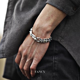 Fancy สร้อยข้อมือเหล็กไทเทเนียม รูปมังกร สไตล์พังก์ เรโทร เครื่องประดับแฟชั่น สําหรับผู้ชาย