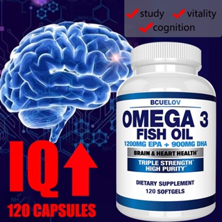 Omega 3 อาหารเสริมน้ํามันปลา - เพิ่มพลังงาน, ฟังก์ชั่นสมอง, รองรับพลังงาน Nootropic, หน่วยความจํา, โฟกัส, IQ