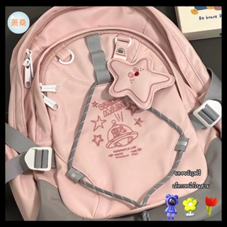 [Xiao Sang] กระเป๋าเป้สะพายหลัง กระเป๋านักเรียน พิมพ์ลายดาว น้ําหนักเบา สําหรับผู้หญิง