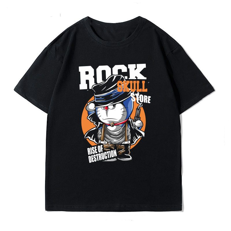 ราคาถูก-doraemon-เสื้อยืดอะนิเมะ-jingle-cat-คาวบอยตะวันตกแขนสั้นเสื้อยืดแขนสั้นพิมพ์ใหม่สุดเท่-เสื้อคู่