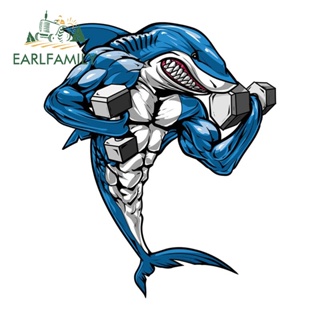 Earlfamily สติกเกอร์ไวนิล ลายฉลาม ขนาด 13 ซม. x 11 ซม. สร้างสรรค์ กันรอยขีดข่วน สําหรับติดตกแต่งรถยนต์