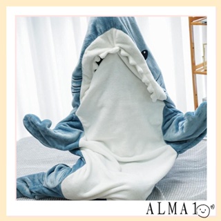ถุงนอน ผ้าห่ม มีฮู้ด ลายการ์ตูนฉลาม ALMA สําหรับผู้ใหญ่