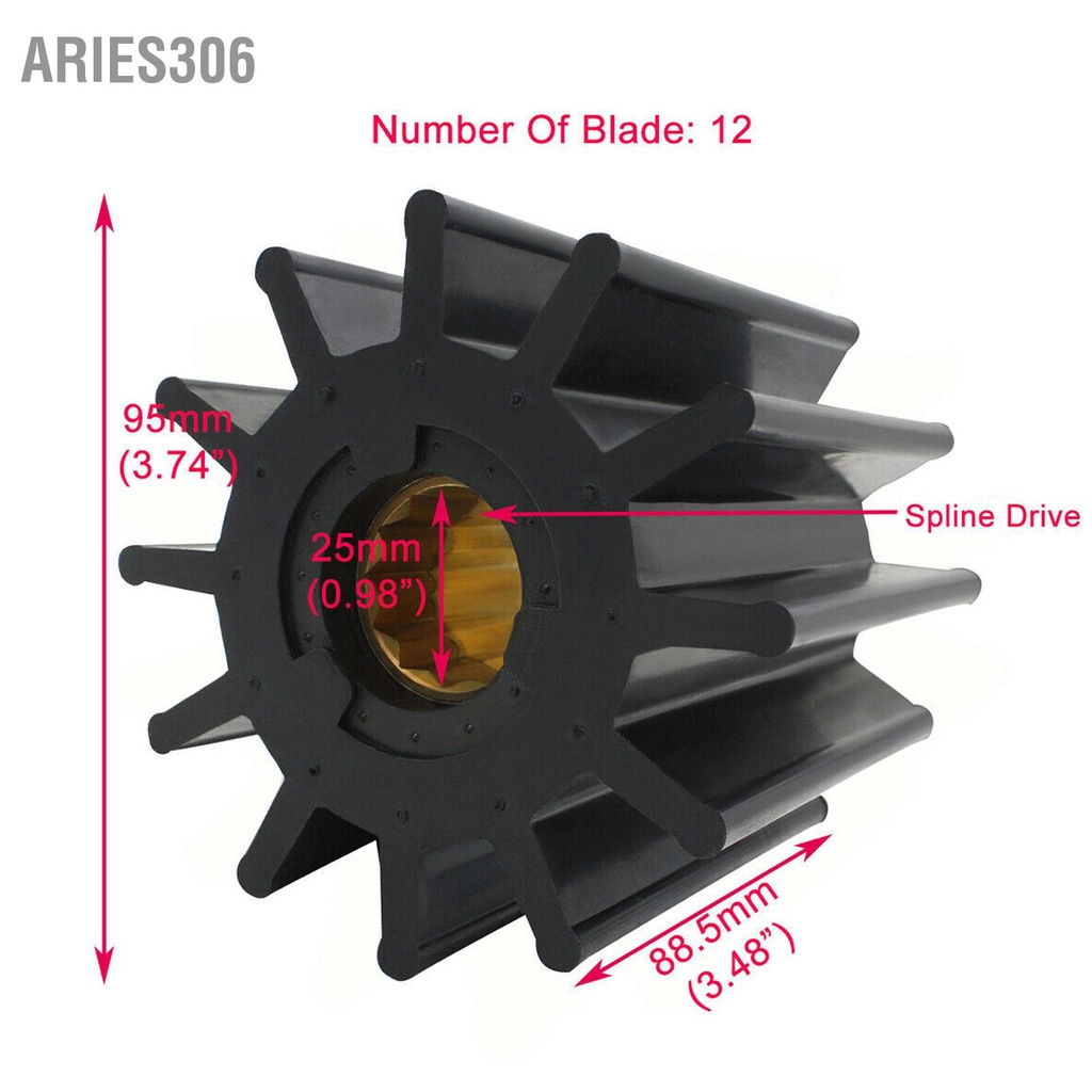 aries306-ใบพัดปั๊มน้ำสำหรับทะเล-09-814-marine-12-blade-spline-drive-สำหรับ-jabsco