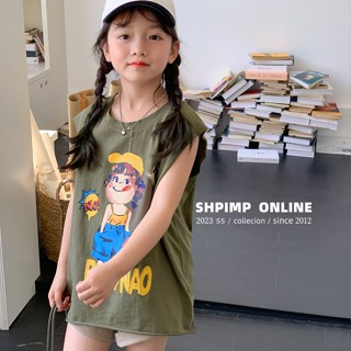 พร้อมส่ง ขายดี ใหม่ เสื้อแขนกุด ผ้าฝ้าย 100% พิมพ์ลายการ์ตูน สไตล์เกาหลี ญี่ปุ่น ระบายอากาศ แห้งเร็ว สําหรับเด็กผู้หญิง 2023